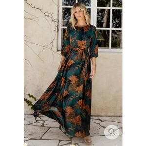 BALTICBØRN - Paula Satin Maxi Dress-Jade-Large